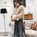 Китай оптовая продажа роскошные натуральный мех енота пальто